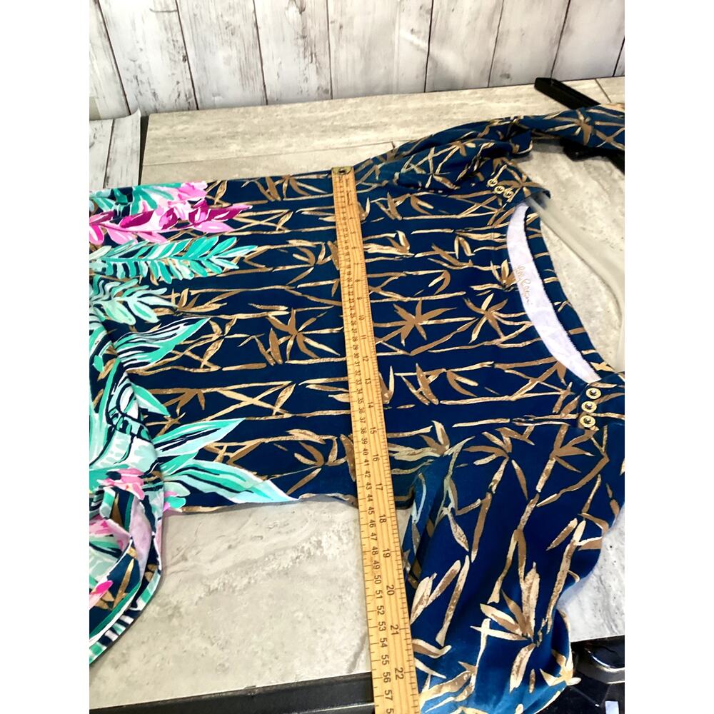 Lilly Pulitzer Navy and Gold Bamboo Print Midi Dress - Picture 5 of 7